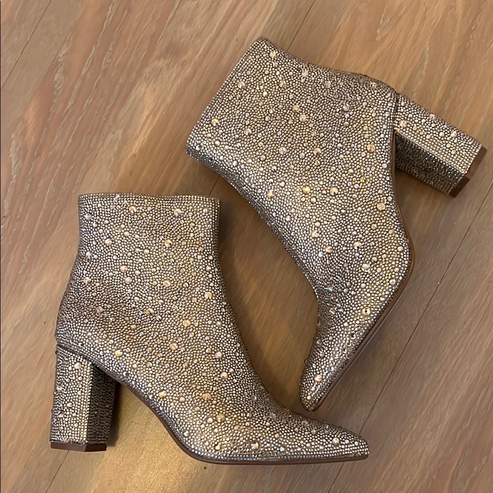 Betsey Johnson Gold and Silver Ankle Boots with Block Heel *Brand New*